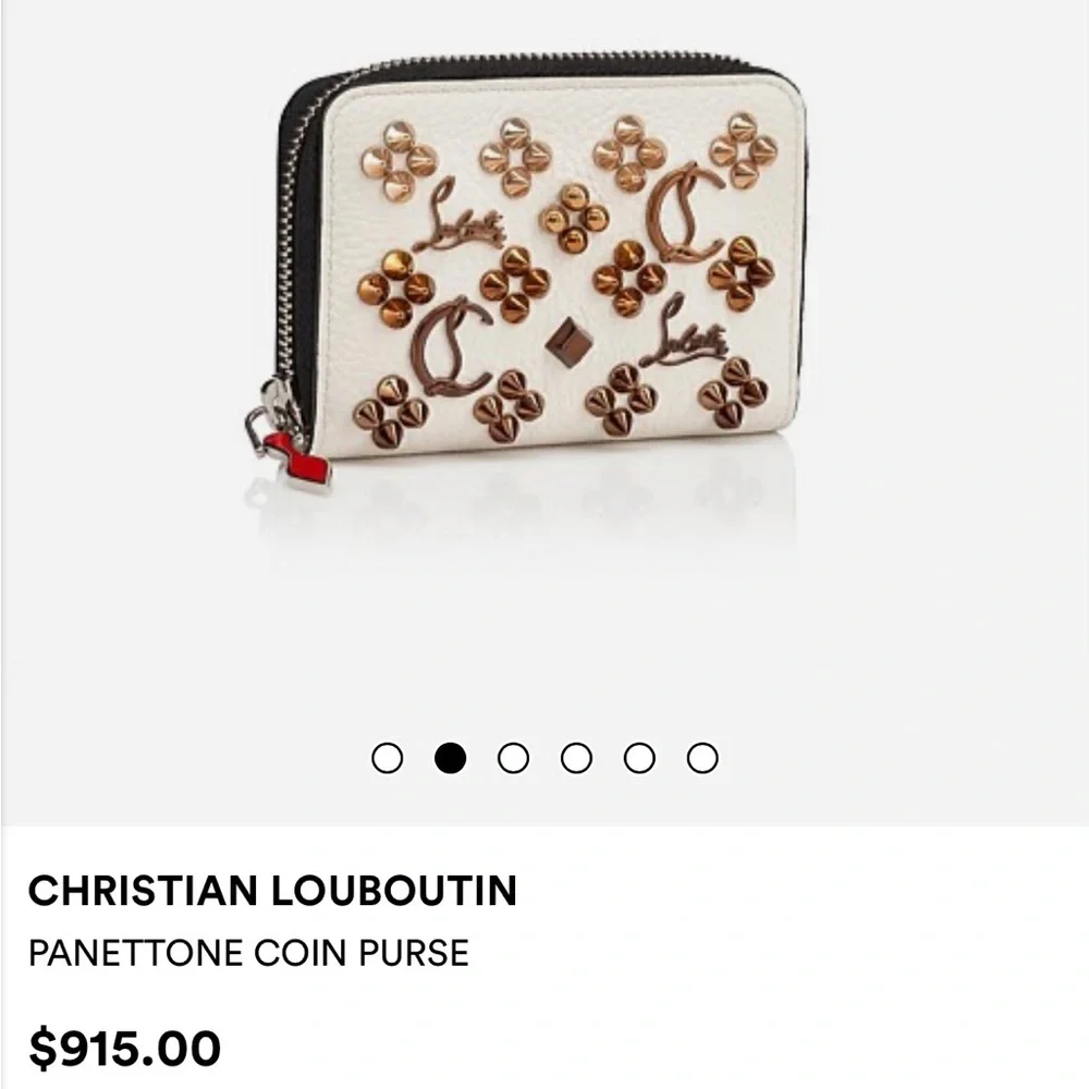 Christian Louboutin Panettone White Leather Stud Small Coin Purse Wallet - Picture 8 of 15